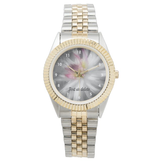 Dahlia Flower In Black And White Personalised Watch (Front)
