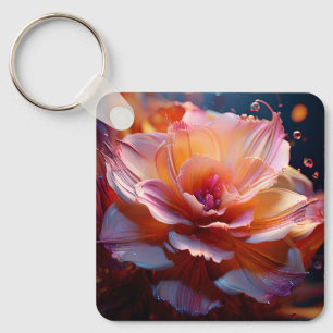 Dahlia Flower Key Ring