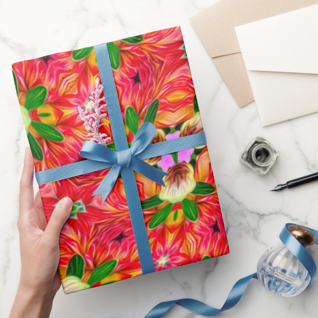 Dahlia Flower Pattern Wrapping Paper (Gifting)