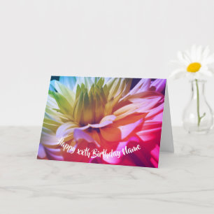 Dahlia Flower Petals Personalised Birthday Card