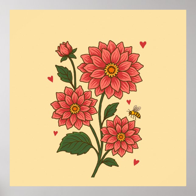 Dahlia Flower Poster (Front)