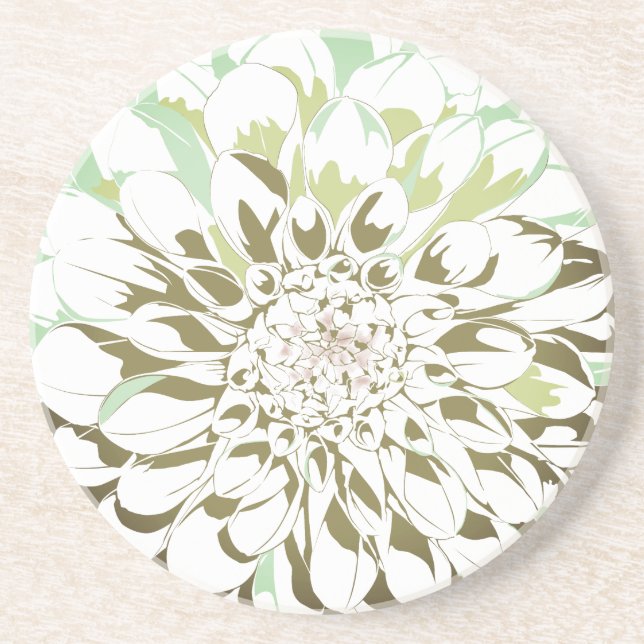 Dahlia flower stone coaster - round (Front)