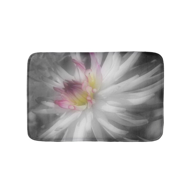 Dahlia Flower With A Touch Of Colour Bath Mat (Front)