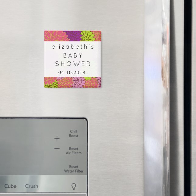 Dahlia Flowers, Colourful Flowers, Baby Shower Magnet (In Situ (Fridge))