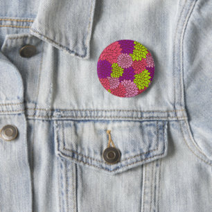 Dahlia Flowers, Colourful Flowers, Floral Pattern 6 Cm Round Badge