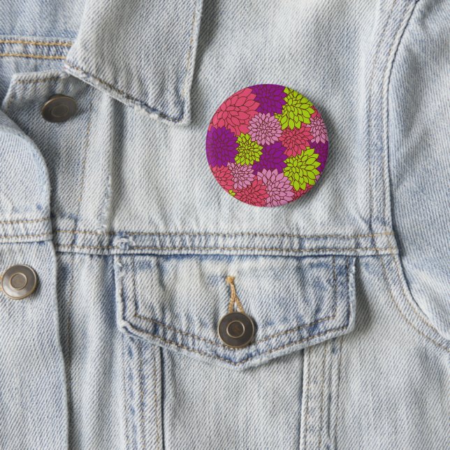 Dahlia Flowers, Colourful Flowers, Floral Pattern 6 Cm Round Badge (In Situ)
