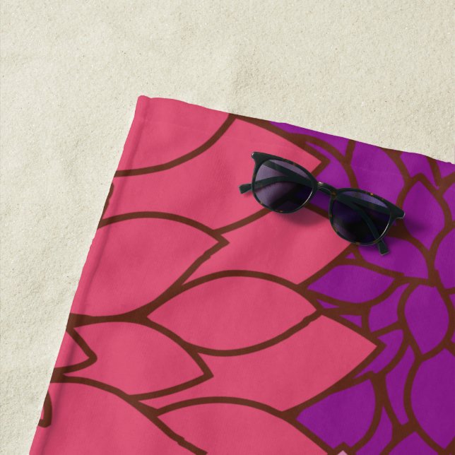 Dahlia Flowers, Colourful Flowers, Floral Pattern Beach Towel (In Situ)