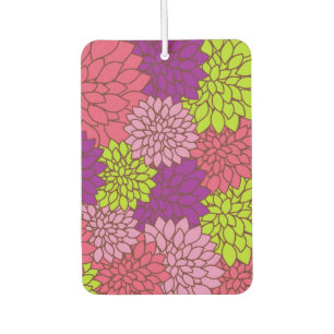 Dahlia Flowers, Colourful Flowers, Floral Pattern Car Air Freshener