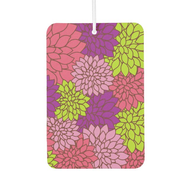 Dahlia Flowers, Colourful Flowers, Floral Pattern Car Air Freshener (Front)