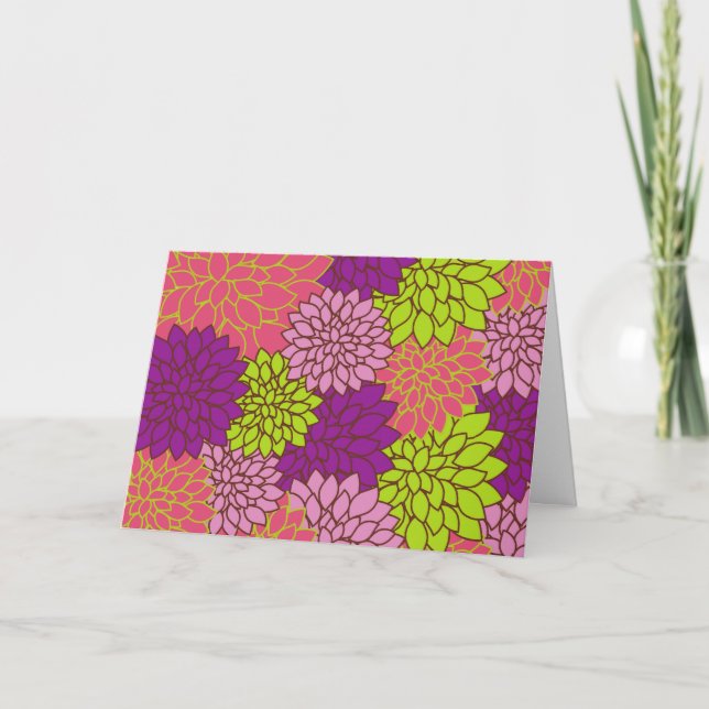 Dahlia Flowers, Colourful Flowers, Floral Pattern Card (Front)