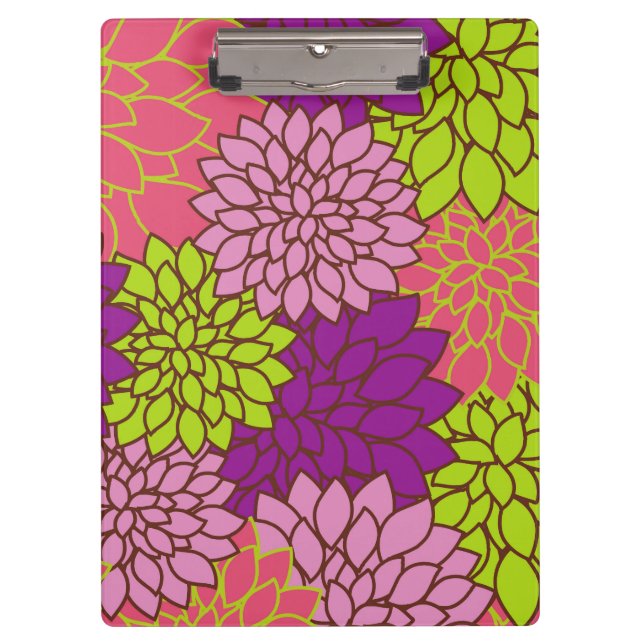 Dahlia Flowers, Colourful Flowers, Floral Pattern Clipboard (Front)