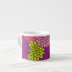 Dahlia Flowers, Colourful Flowers, Floral Pattern Espresso Cup