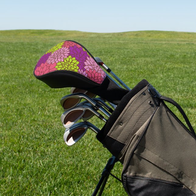Dahlia Flowers, Colourful Flowers, Floral Pattern Golf Head Cover (In Situ)