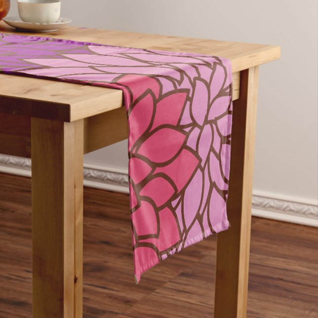 Dahlia Flowers, Colourful Flowers, Floral Pattern Medium Table Runner (In Situ)