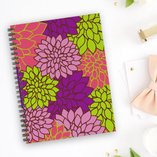 Dahlia Flowers, Colourful Flowers, Floral Pattern Notebook
