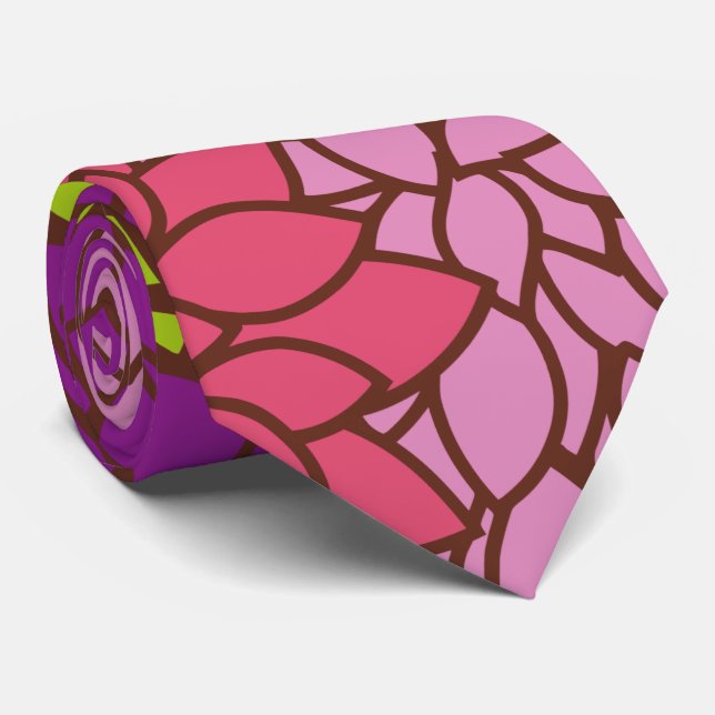 Dahlia Flowers, Colourful Flowers, Floral Pattern Tie (Rolled)