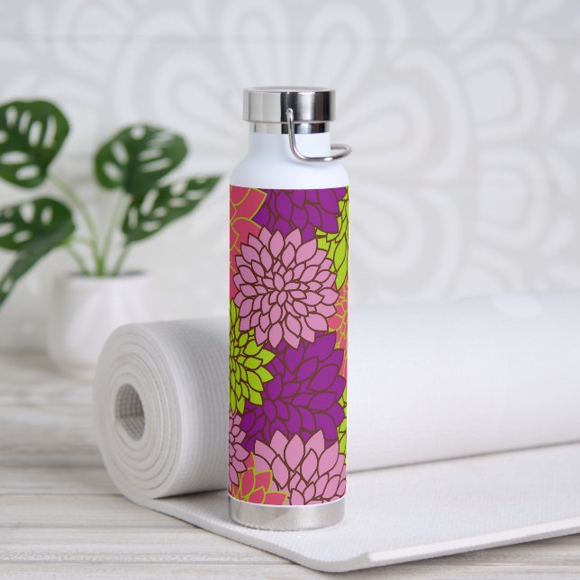Dahlia Flowers, Colourful Flowers, Floral Pattern Water Bottle (Yoga)