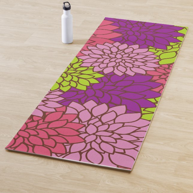 Dahlia Flowers, Colourful Flowers, Floral Pattern Yoga Mat (In Situ)