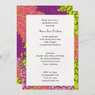 Dahlia Flowers, Colourful Flowers, Graduation Invitation