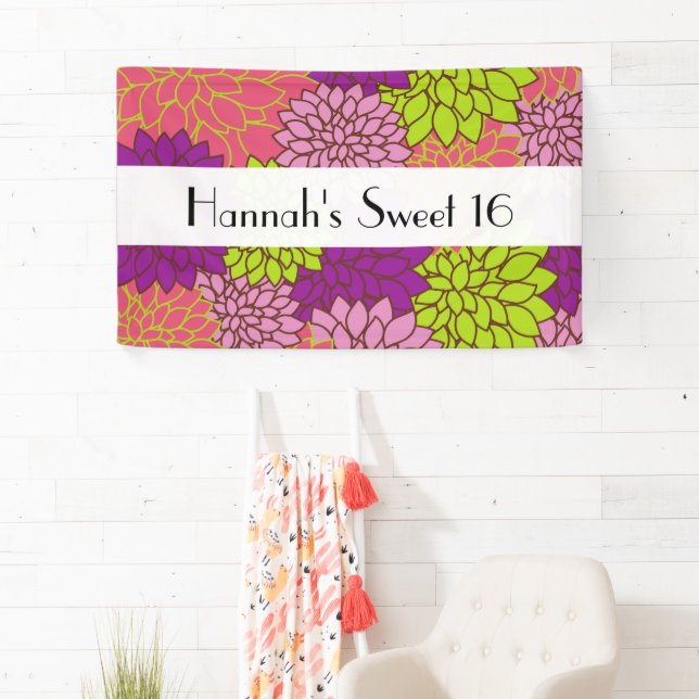 Dahlia Flowers, Colourful Flowers, Sweet 16 Banner (Insitu)