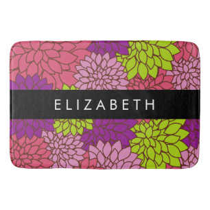Dahlia Flowers, Colourful Flowers, Your Name Bath Mat