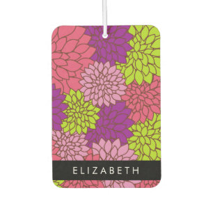 Dahlia Flowers, Colourful Flowers, Your Name Car Air Freshener