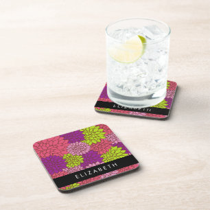 Dahlia Flowers, Colourful Flowers, Your Name Coaster