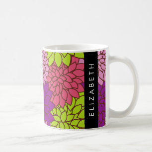 Dahlia Flowers, Colourful Flowers, Your Name Coffee Mug