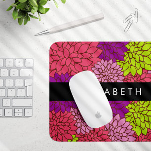 Dahlia Flowers, Colourful Flowers, Your Name Mouse Mat