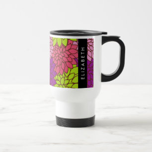 Dahlia Flowers, Colourful Flowers, Your Name Travel Mug