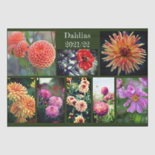 Dahlia Flowers Eight Photo Personal Collage Tissue Paper