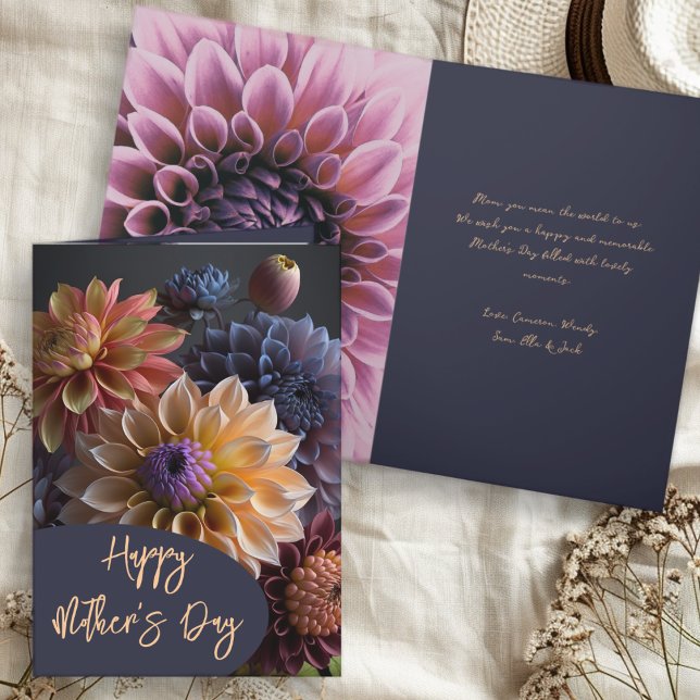 Dahlia Flowers Happy Mothers Day Greeting Card (Creator Uploaded)