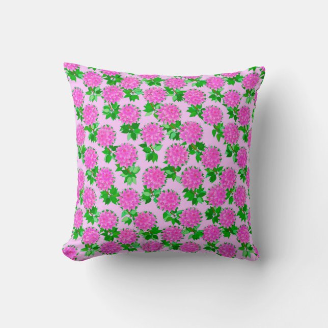 Dahlia flowers in deep pink cushion (Front)