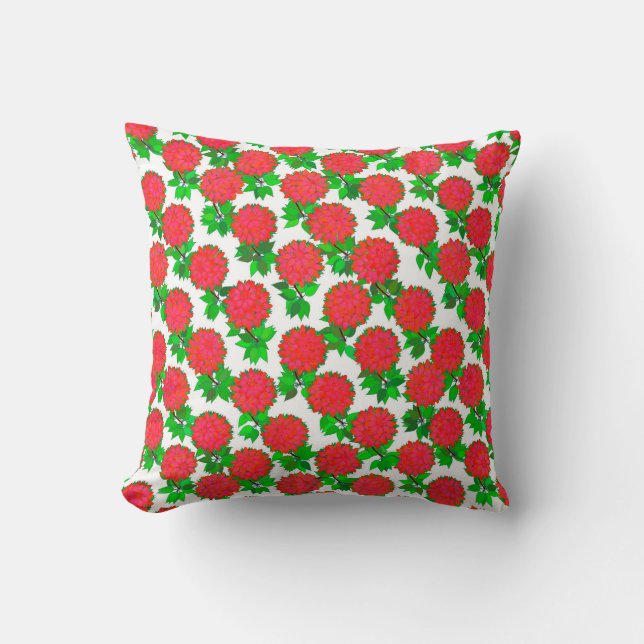 Dahlia flowers in deep red cushion (Front)