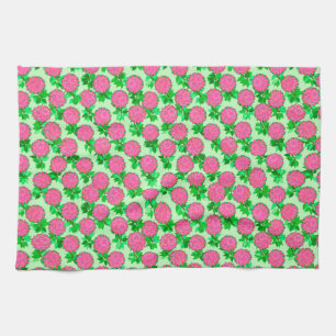 Dahlia flowers in fuchsia pink tea towel