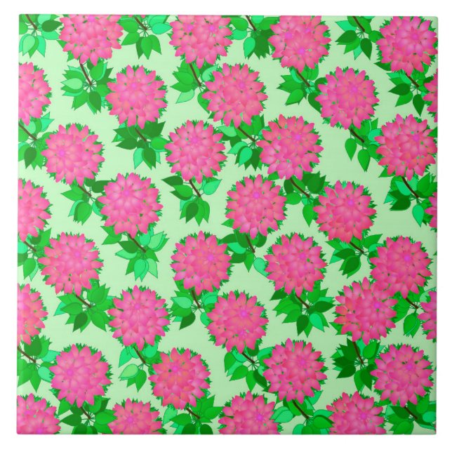 Dahlia flowers in fuchsia pink tile (Front)