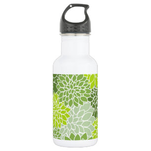 Dahlia Flowers, Pattern Of Flowers, Green Dahlia 532 Ml Water Bottle