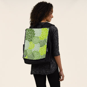 Dahlia Flowers, Pattern Of Flowers, Green Dahlia Backpack