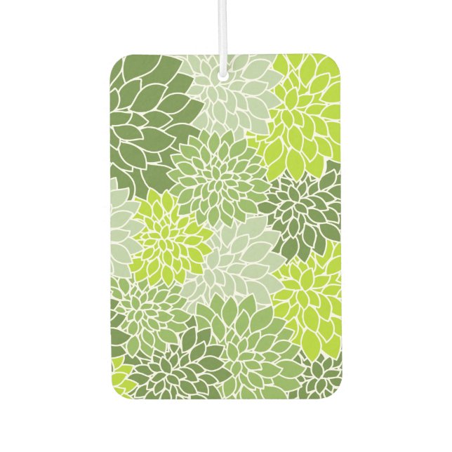 Dahlia Flowers, Pattern Of Flowers, Green Dahlia Car Air Freshener (Front)