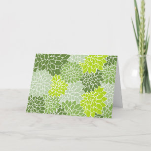 Dahlia Flowers, Pattern Of Flowers, Green Dahlia Card