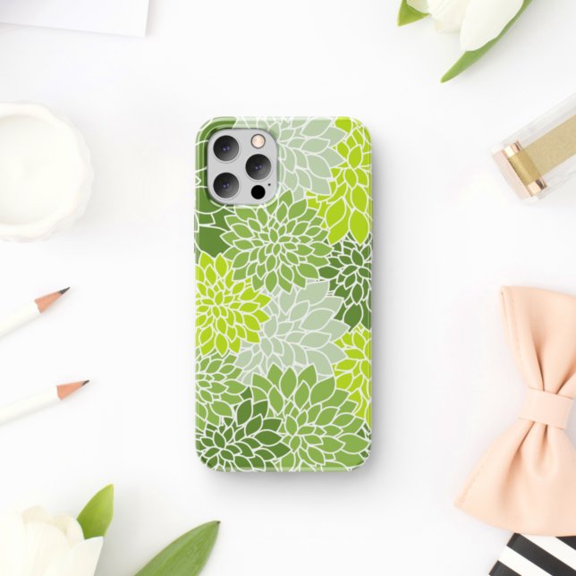 Dahlia Flowers, Pattern Of Flowers, Green Dahlia Case-Mate iPhone Case (Creator Uploaded)