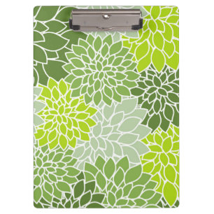 Dahlia Flowers, Pattern Of Flowers, Green Dahlia Clipboard
