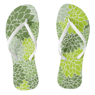 Dahlia Flowers, Pattern Of Flowers, Green Dahlia Flip Flops