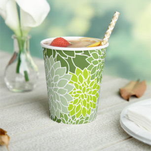 Dahlia Flowers, Pattern Of Flowers, Green Dahlia Paper Cups