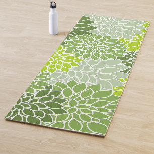 Dahlia Flowers, Pattern Of Flowers, Green Dahlia Yoga Mat