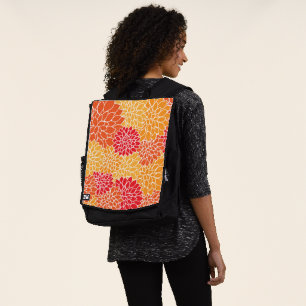 Dahlia Flowers, Pattern Of Flowers, Orange Dahlia Backpack