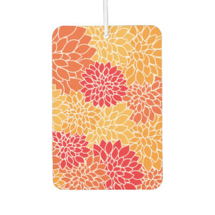 Dahlia Flowers, Pattern Of Flowers, Orange Dahlia Car Air Freshener