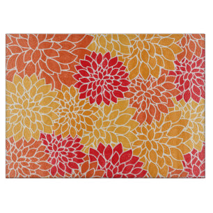 Dahlia Flowers, Pattern Of Flowers, Orange Dahlia Cutting Board
