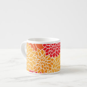 Dahlia Flowers, Pattern Of Flowers, Orange Dahlia Espresso Cup