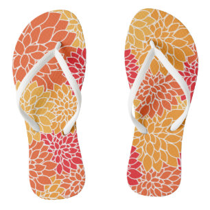Dahlia Flowers, Pattern Of Flowers, Orange Dahlia Flip Flops